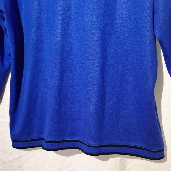 Vintage Royal Blue Cardigan with Black Accents, Silver Buttons, Sz 18, NWOT - Picture 11 of 14